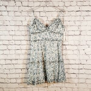 B Smart Blue & White Floral Sundress Size 7 Layered Ruffle Sweetheart Neck